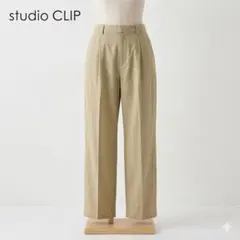 studio CLIP イージーパンツ カーキ F 綿100% ゴムウエスト