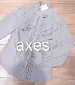 アクシーズ　新品　ブラウス　M　ピンク　ベージュ　長袖　フリル　axes