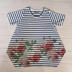 CIAO PANIC チャオパニック ボーダー チュニック 花柄 半袖のサムネイル
