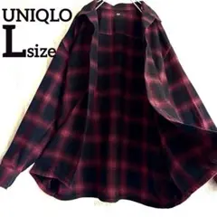 UNIQLO オンブレチェック オープンカラーシャツ ボックス型　L