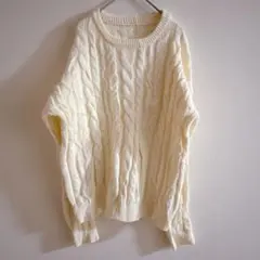 【美品】CIDER サイダー ケーブル編み ニット プルオーバー クリーム M