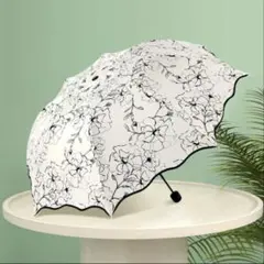 【週末セール♡】晴雨兼用折りたたみ傘 UVカット 撥水加工　花柄 おしゃれのサムネイル