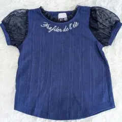 110 axesfemmeKIDS ネイビー リブカットソー トップス Tシャツのサムネイル