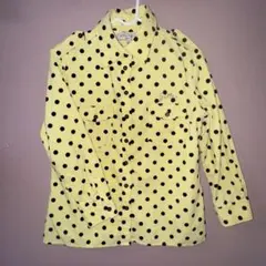 pompomshop ポンポンショップ 水玉ドットシャツ コーデュロイ イエロー