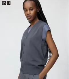 【新品】値下げ★UNIQLO U ダークグレー ニットベスト