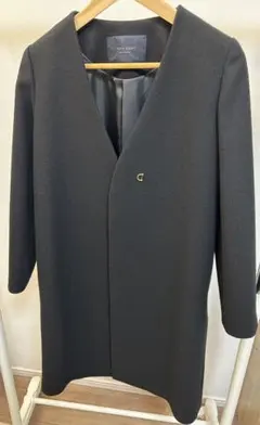 【新品】アイボリーコート Vネック ノーカラー メルトン ロングコート