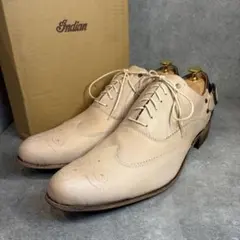 【未使用級】Indian 洋裝鞋 革鞋 翼尖鞋 白色 27