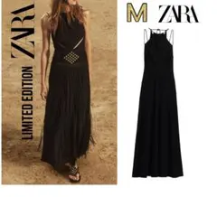 新品 ZARA 定価22,990円 カットアウトディテール ロングワンピース M
