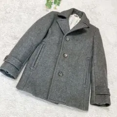 EDIFICE ウールコート　グレー　38　Ｍ　裏側ストライプ