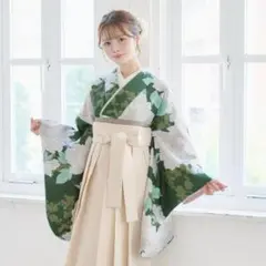 新品袴3点セット 卒業式 小学生 大学生 レディース 緑 99IV