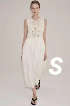 ZARA 刺繍入りミディワンピース ZWコレクション S エクリュ - メルカリ