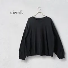 ボアスウェット　トレーナー　長袖カットソー　裏起毛　ブラック　大きいサイズ　秋冬