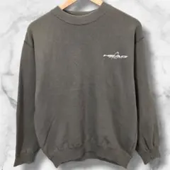 90s 00s 古着 HEAD サーフ ロゴ スウェット カーキ M オリーブ