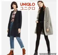 値下げ❗️ユニクロ　メランジウール　フーデットニットコート　S