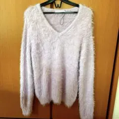新品　シャギーニット Vネック 長袖 トップス
