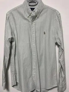 ポロラルフローレン　ボタンダウン　オックスフォードシャツ　グリーン　ストライプ