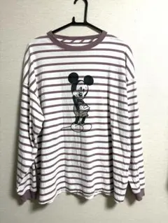 FREAK'S STORE☆ミッキーマウス ボーダー 長袖Tシャツ パープル