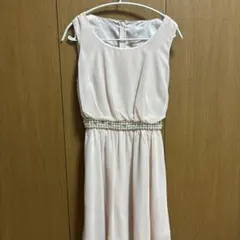 ピンク シフォン ドレス パールベルト