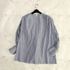 美品　PLST プラステ　ブラウス　ストライプ　ネイビー　白のサムネイル