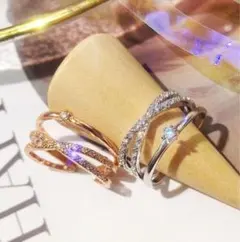 ２色セット☆すぐ対応☆デザインリング☆指輪　フリーサイズ★