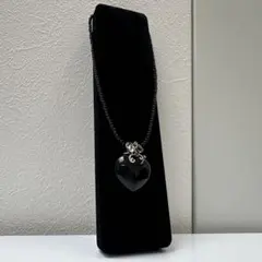 極美品　ハートネックレス　マルチストーン　ブラック
