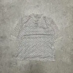 00's vintage グレー 花柄 半袖トップス レース付き