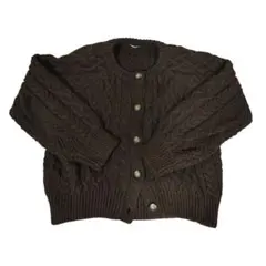 GU ダークブラウン ケーブルニットカーディガン