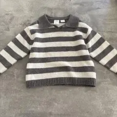 ZARAbabay❤︎グレーストライプニット　ボーダー　98 襟付き