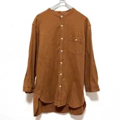 RAGEBLUE L ノーカラーシャツ リネン混 長袖