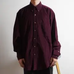 Eddie Bauer 90s コーデュロイシャツ チェック柄 レッド/OW38