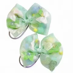 ハンドメイド　キッズ　ヘアゴム　シャカシャカ　リボン　ヘアアクセサリー