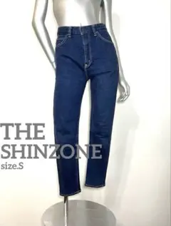 Y8556【ザ シンゾーン】黒デニム スリムパンツ 日本製 ストレッチ 美脚 