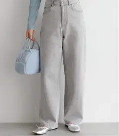 UNFILO【VERY掲載】撥水 カーブワイドデニム　アイスグレー　XL