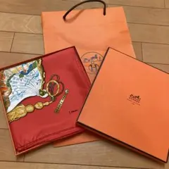 新品未使用 紙タグ付 エルメス シルクスカーフ カレ90 万国博覧会 赤 