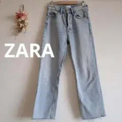 ザラ デニム【34】裾切りっぱなし ポケットあり ベルトループ テーパード