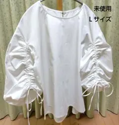 THE SHOP TK　袖シャーリングブラウス　Lサイズ　ワールドのサムネイル