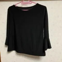 黒 フレアスリーブ 五分袖 チュニック