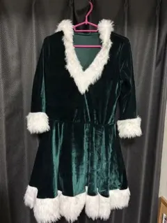 サンタコスプレ衣装 ダークグリーン ベルベット
