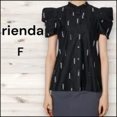 rienda ショルダーデザイン　刺繍ポイントブラウス　F　黒のサムネイル
