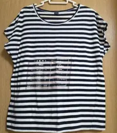 PAR ICI ボーダー柄 半袖Tシャツ プリントデザインのサムネイル