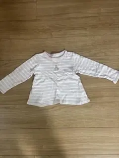 petit main ピンクストライプ長袖カットソー