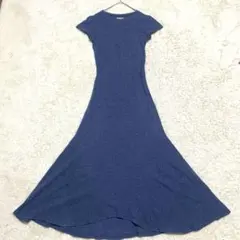 ポロラルフローレン マキシワンピース ロングワンピース ブルー 半袖 Aライン