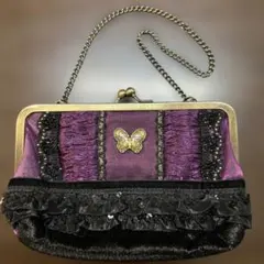 【美品】ANNA SUI アナスイ　チェーンバッグ　ポーチ　がま口　蝶々