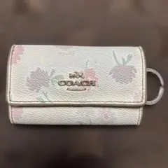 coach コーチ キーケース 花柄 ホワイト ピンク ジャンク品