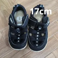 17cm IFME ブラック サンダル 星柄 メッシュ
