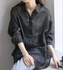 PUAL CE CIN ピュアルセシン ラミーオーバーシャツ リネン ブラウス