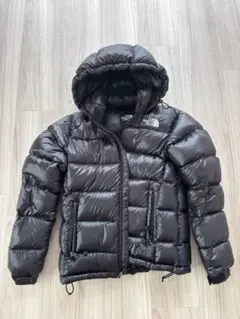 ノースフェイスブラック フード付きダウンジャケット