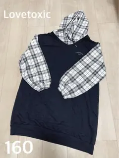 Lovetoxic パーカーワンピース160サイズ　ブラック×チェック柄