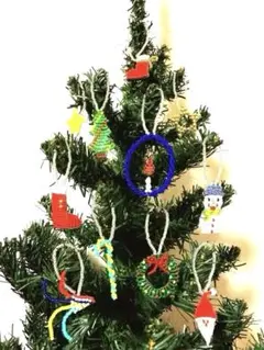 クリスマス ビーズ オーナメント 12コ 飾り ハンドメイド ミニツリー