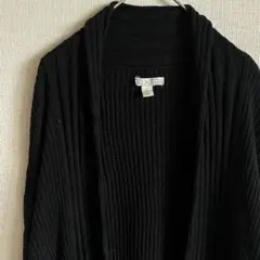 無地 カーディガン ショールカラー 長袖 L 黒 ニット 外出 シンプル 古着